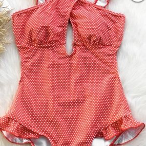 Ruffle criss cross front swimsuit